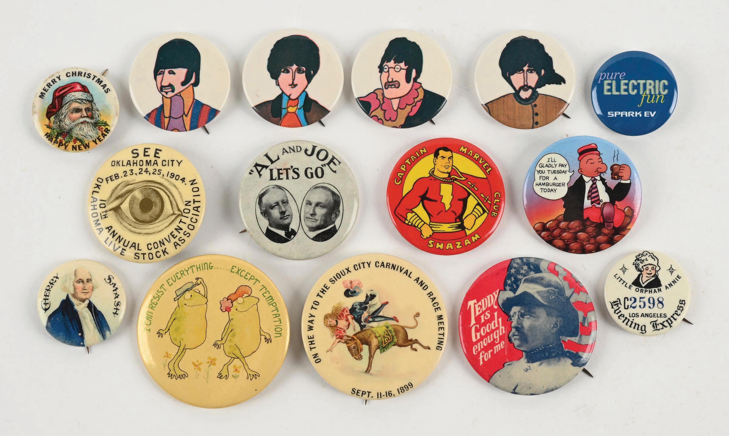 Pin Collection Ad Example Lot Detail - LARGE COLLECTION VARIOUS VINTAGE ADVERTISING PINS