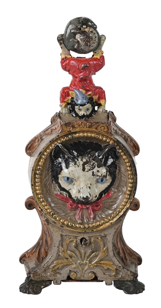 J & E. STEVENS CAT AND MOUSE "CAT BALANCING" BANK