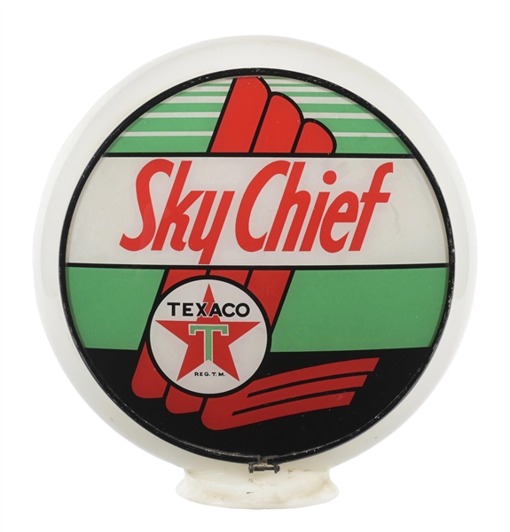 TEXACO SKY CHIEF GASOLINE COMPLETE 13.5" GLOBE ON GILL BODY. 