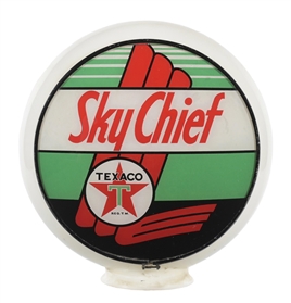 TEXACO SKY CHIEF GASOLINE COMPLETE 13.5" GLOBE ON GILL BODY. 