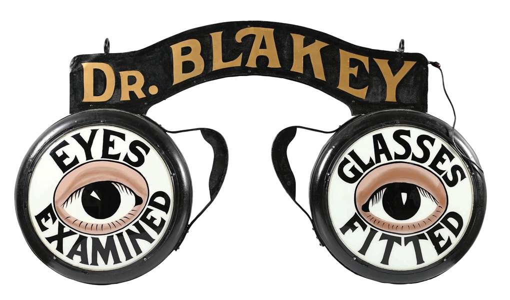 OUTSTANDING DR. BLAKEY OPTOMETRIST LIGHT-UP FIGURAL EYE-GLASS SIGN