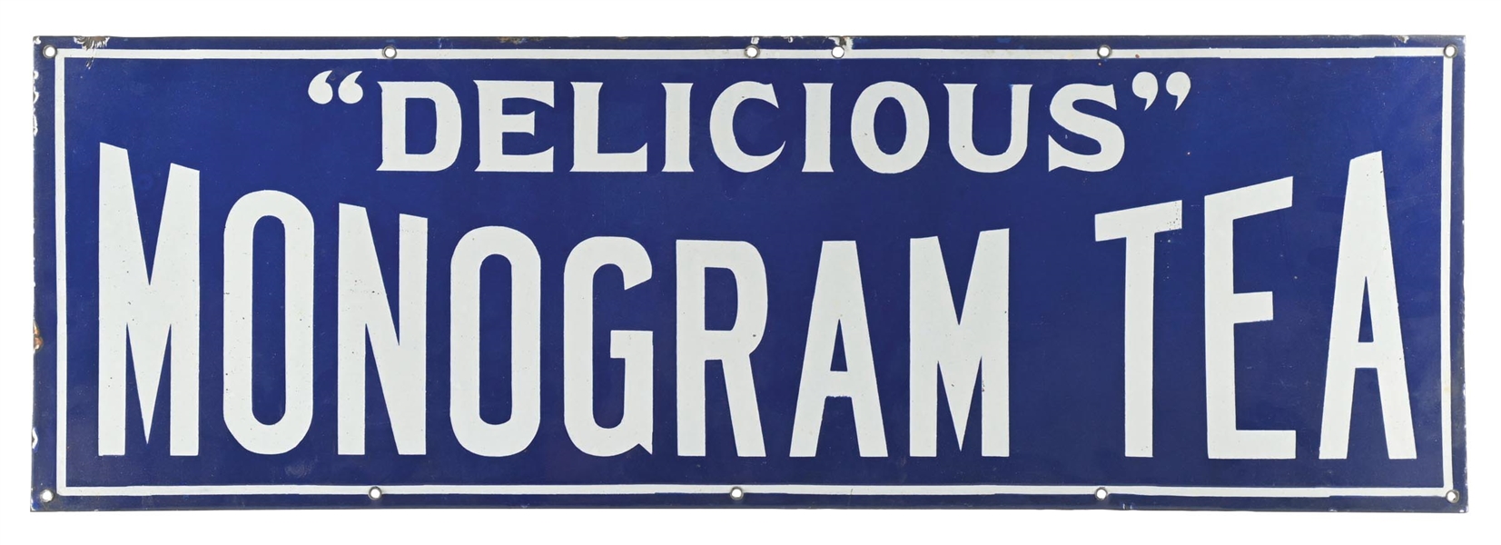 Momogram Tea Light Lot Detail - DELICIOUS MONOGRAM TEA PORCELAIN SIGN.