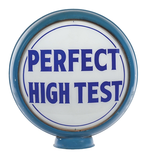 PERFECT HIGH TEST GASOLINE COMPLETE 15" GLOBE ON METAL HIGH- PROFILE  BODY.
