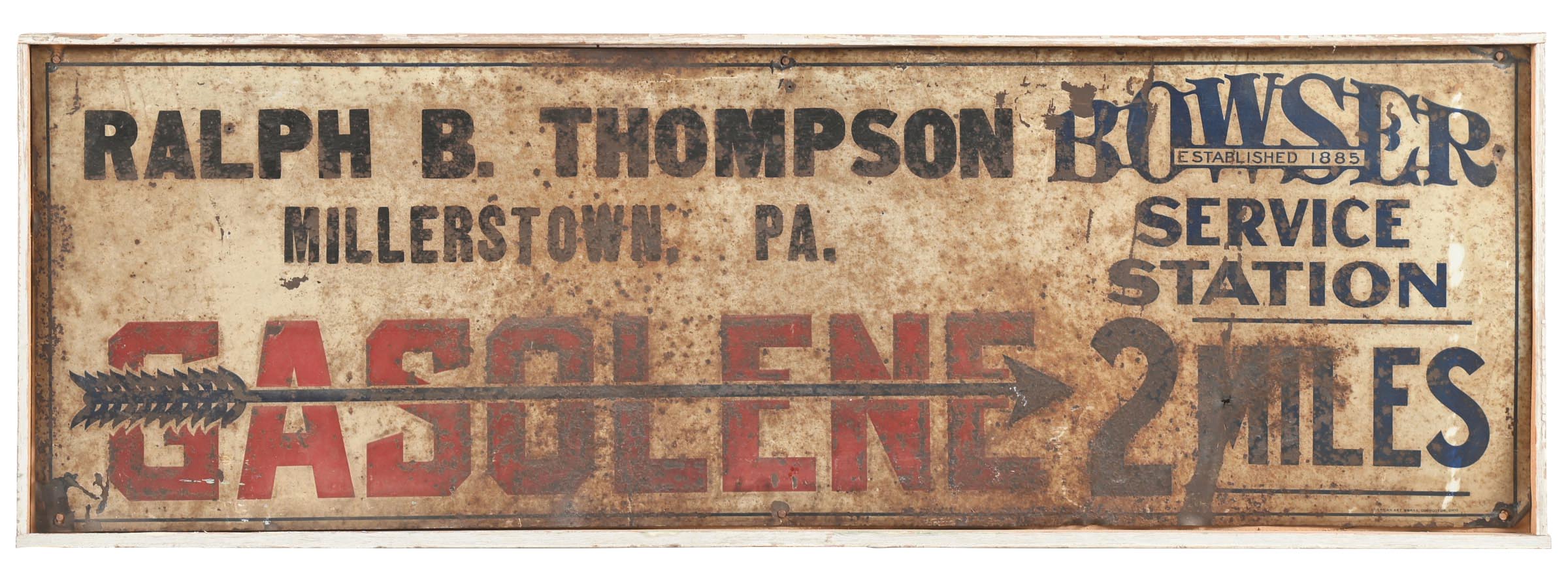Lot Detail - BOWSER SERVICE STATION EMBOSSED TIN DIRECTIONAL SIGN W ...