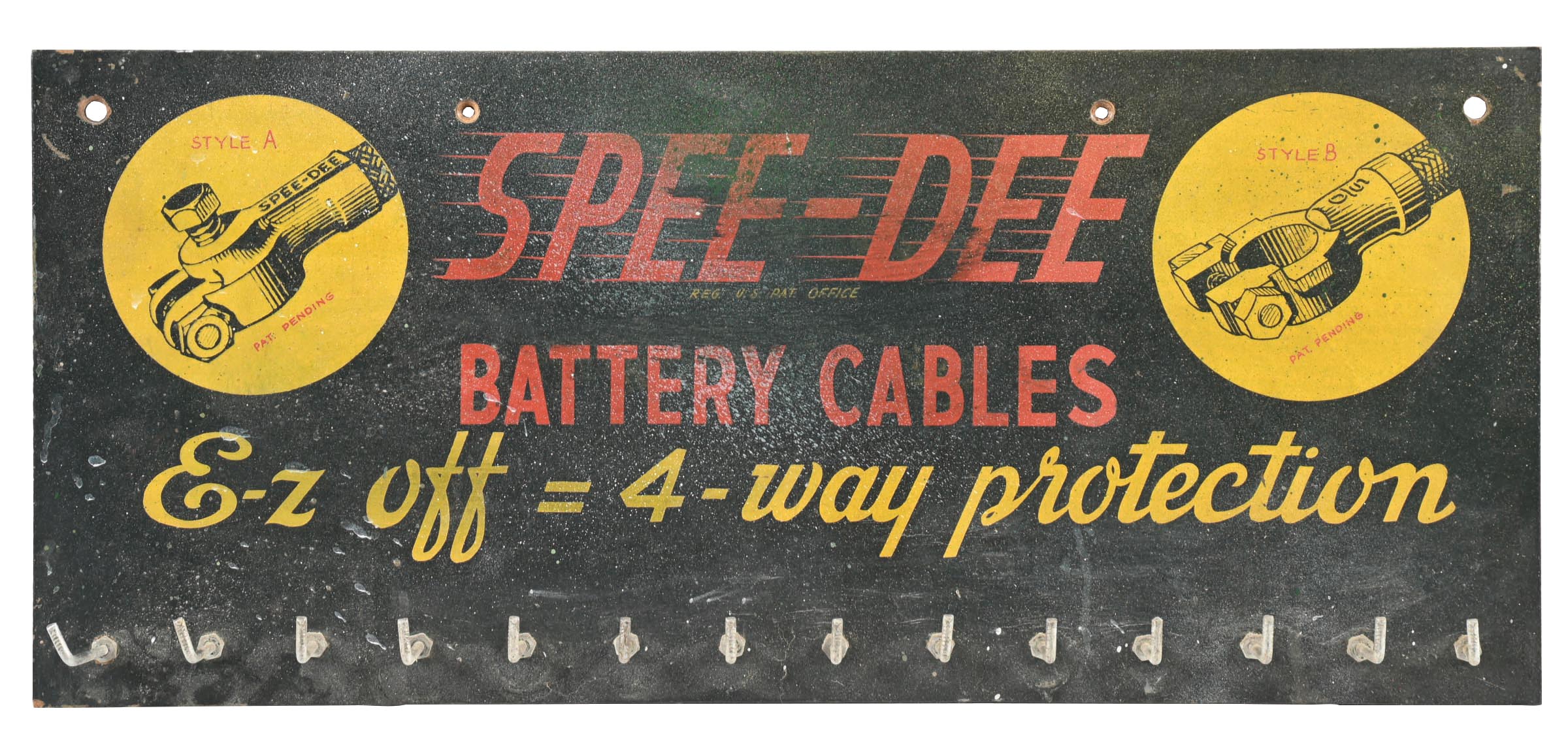 Speedee Counter Rack Lot Detail - SPEE DEE BATTERY CABLES MASONITE SERVICE STATION RACK.