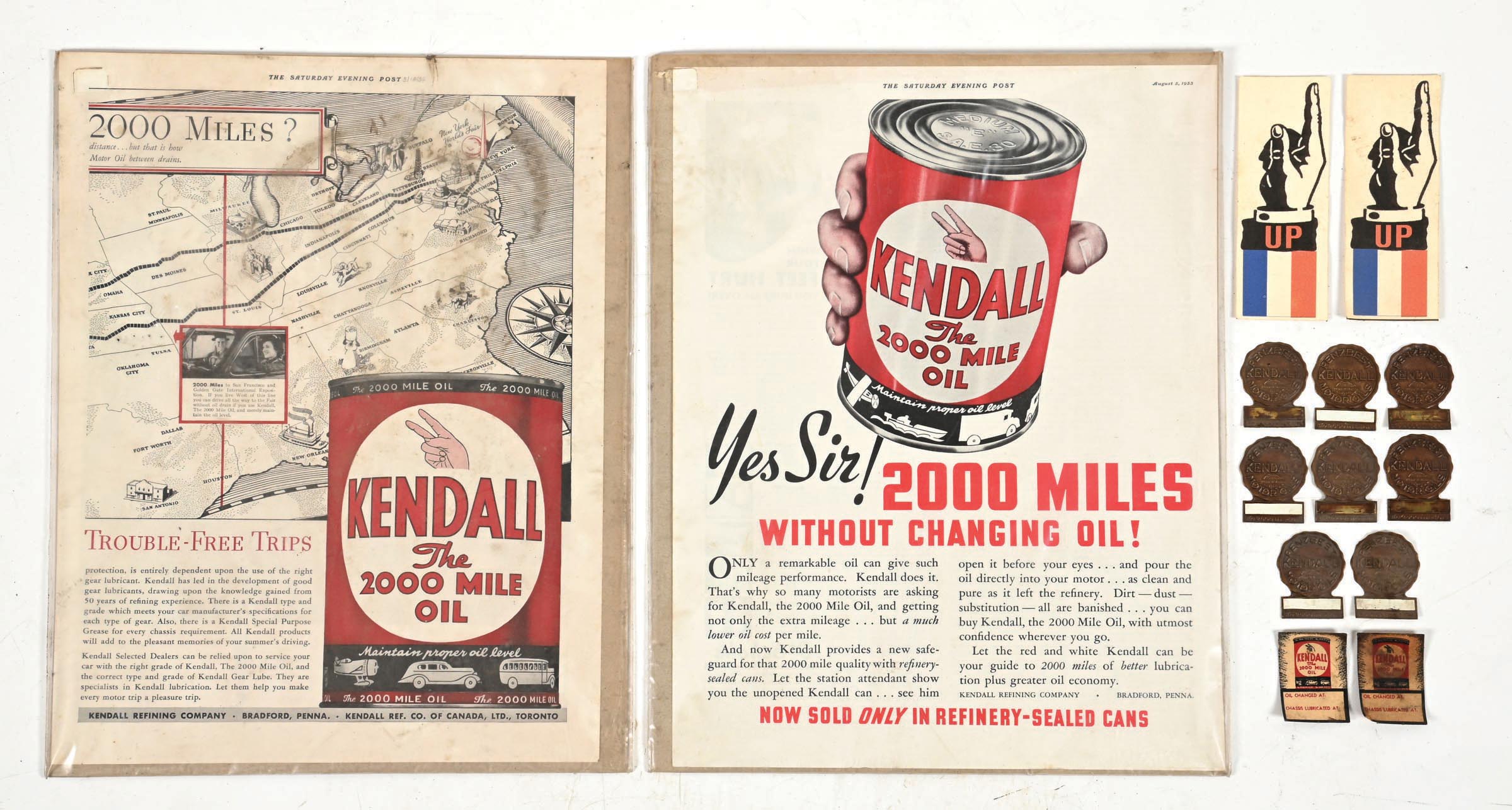 Kendall Oil Rack Lot Detail - KENDALL THE 2000 MILE OIL METAL DISPLAY RACK W/ TIN SIGNS ...