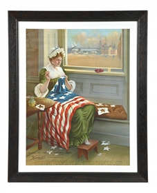 HORLACHER BEER BETSY ROSS LITHOGRAPH
