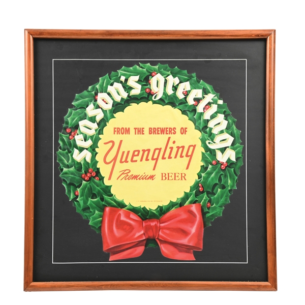 YUENGLING PREMIUM BEER SEASONS GREETINGS DIE-CUT HEAVY PAPER WREATH SIGN