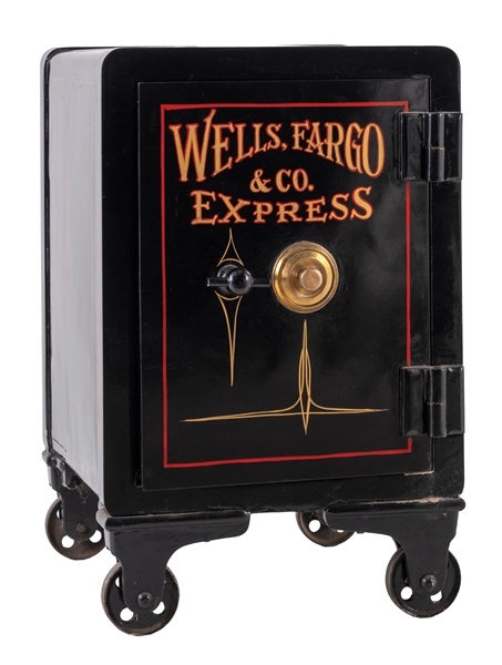 ANTIQUE CAST IRON SAFE RESTORED IN A WELLS FARGO EXPRESS MOTIF