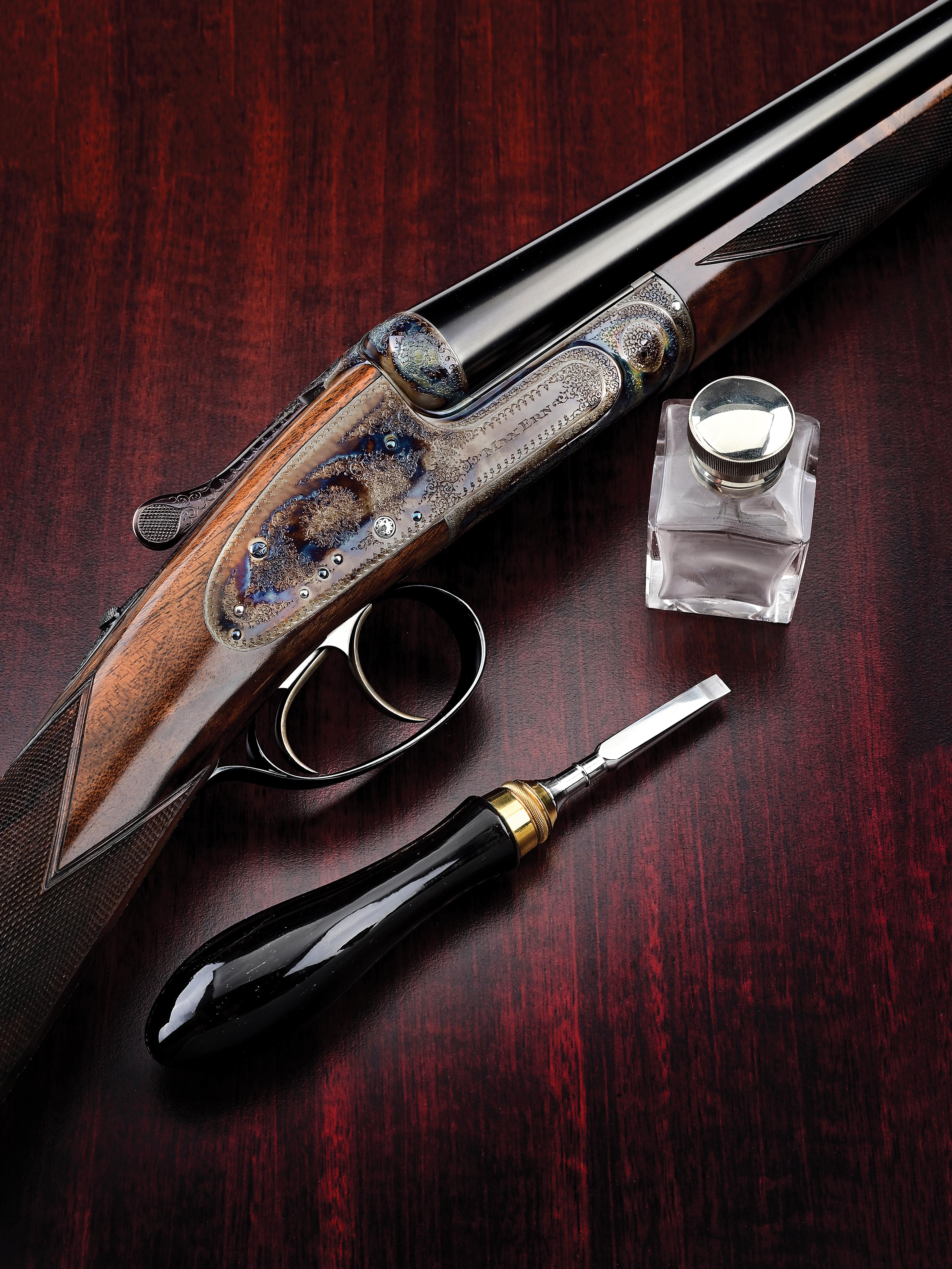 Max Ern Rifle Lot Detail - (M) MAX ERN 20 BORE SIDE BY SIDE SLE SHOTGUN WITH CASE.