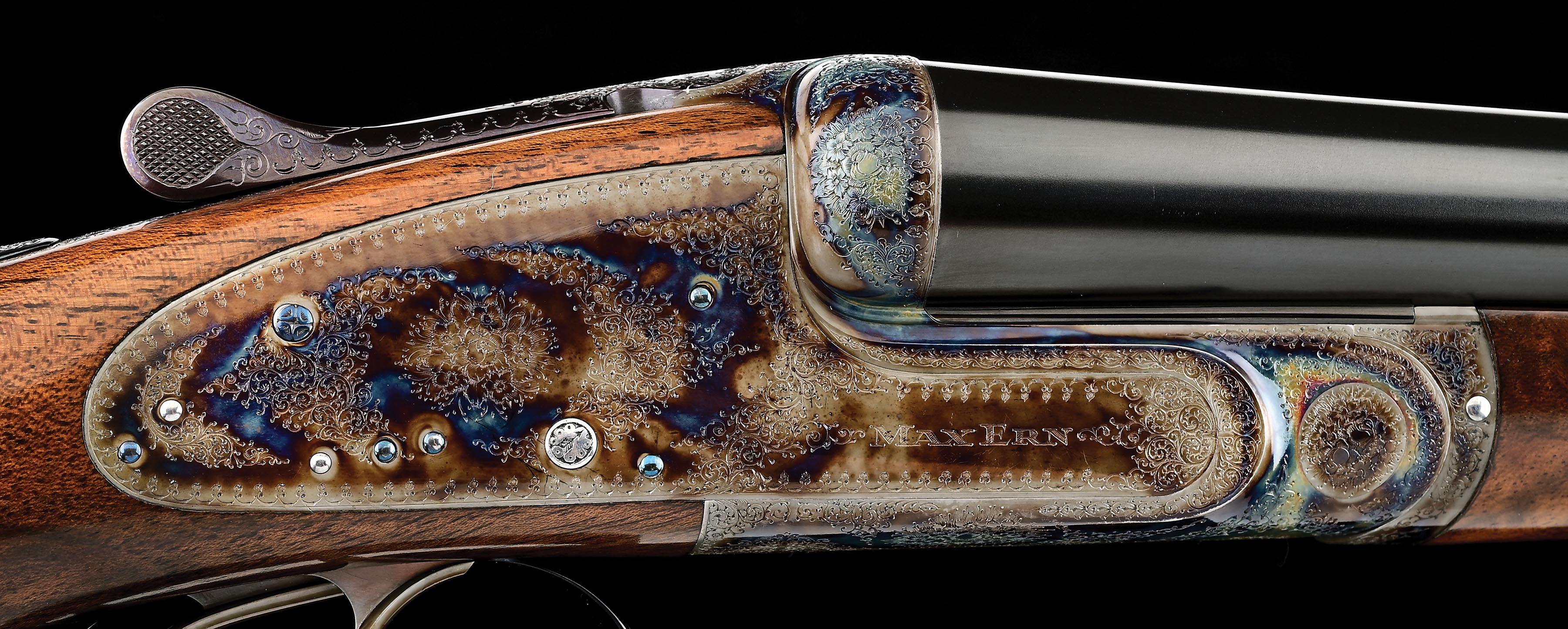 Max Ern Rifle Lot Detail - (M) MAX ERN 20 BORE SIDE BY SIDE SLE SHOTGUN WITH CASE.