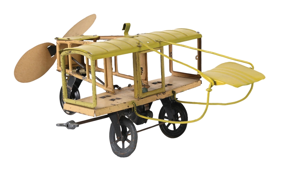 GERMAN TIN LITHO WIND-UP BI-WING AIRPLANE TOY
