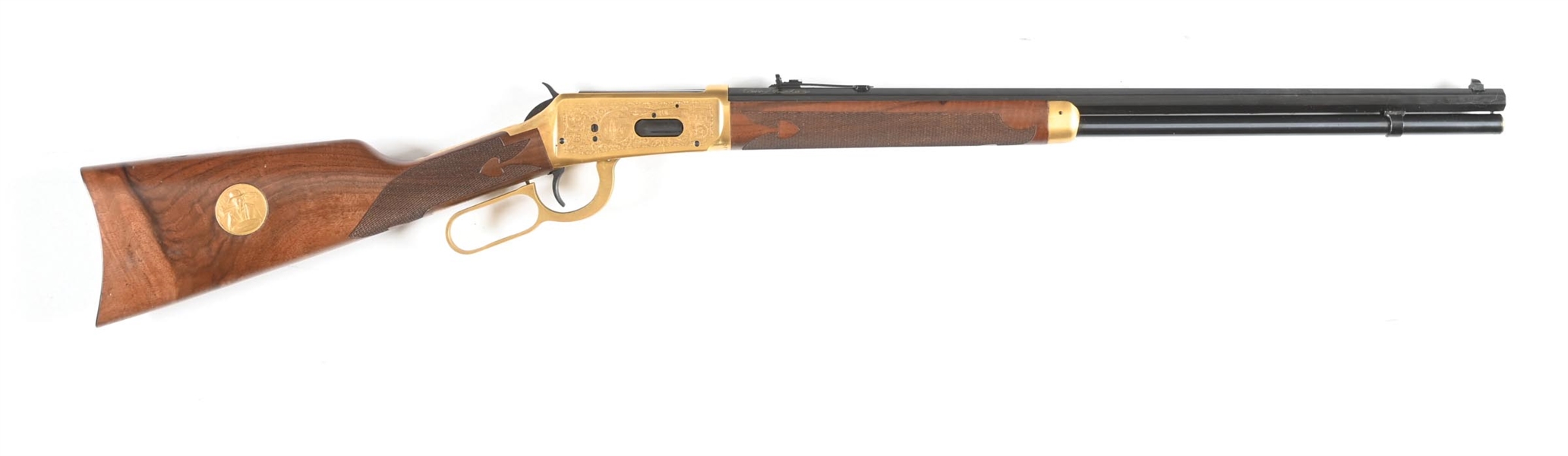 (C) OLIVER F. WINCHESTER MODEL 94 COMMEMORATIVE LEVER ACTION RIFLE.
