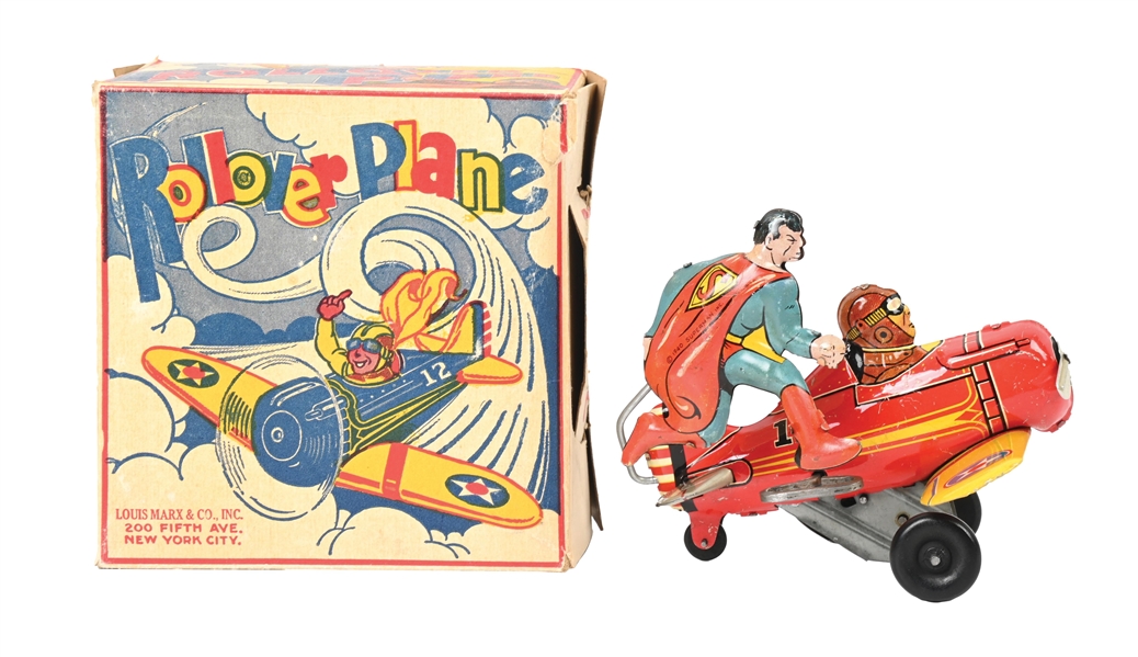 MARX SUPERMAN ROLLOVER AIRPLANE W/ ORIGINAL BOX