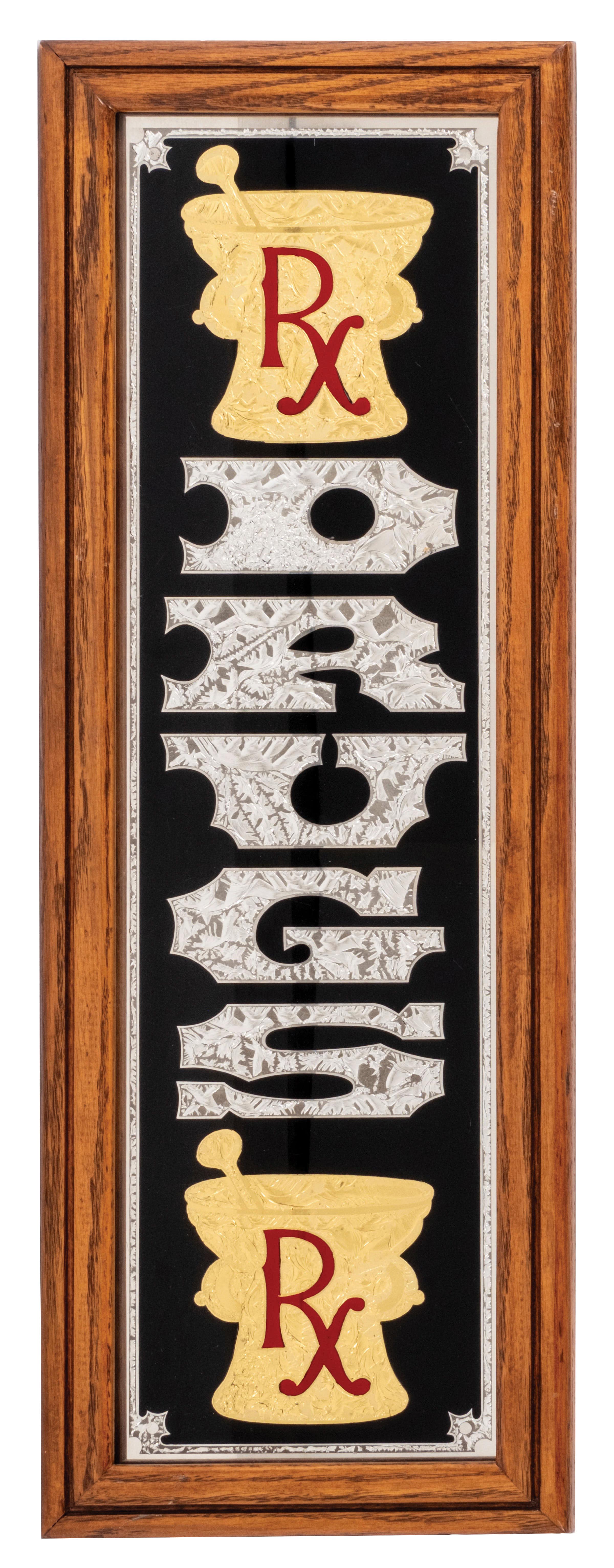 Lot Detail - CHIPPED GLASS RX DRUGS GLASS SIGN
