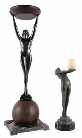 PAIR OF ART DECO FEMALE STATUES