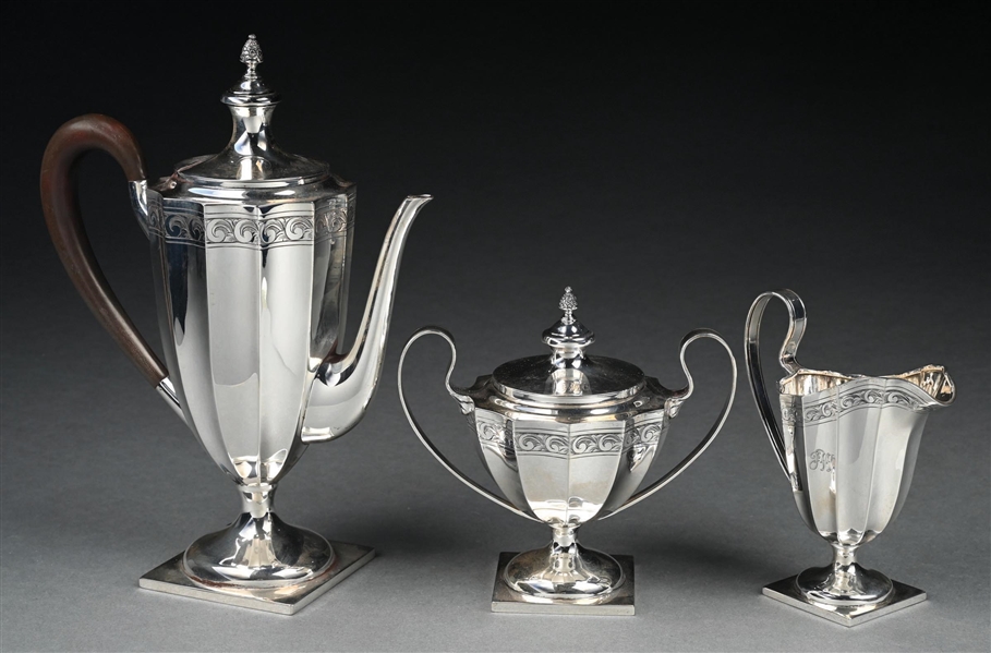 CRICHTON BROS. STERLING SILVER 3PC. COFFEE/TEA SERVICE SET 