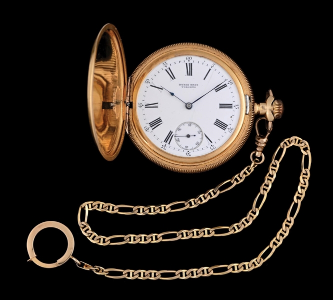 18K GOLD PATEK PHILIPPE PRIVATE LABEL H/C POCKET WATCH W/ CHAIN 