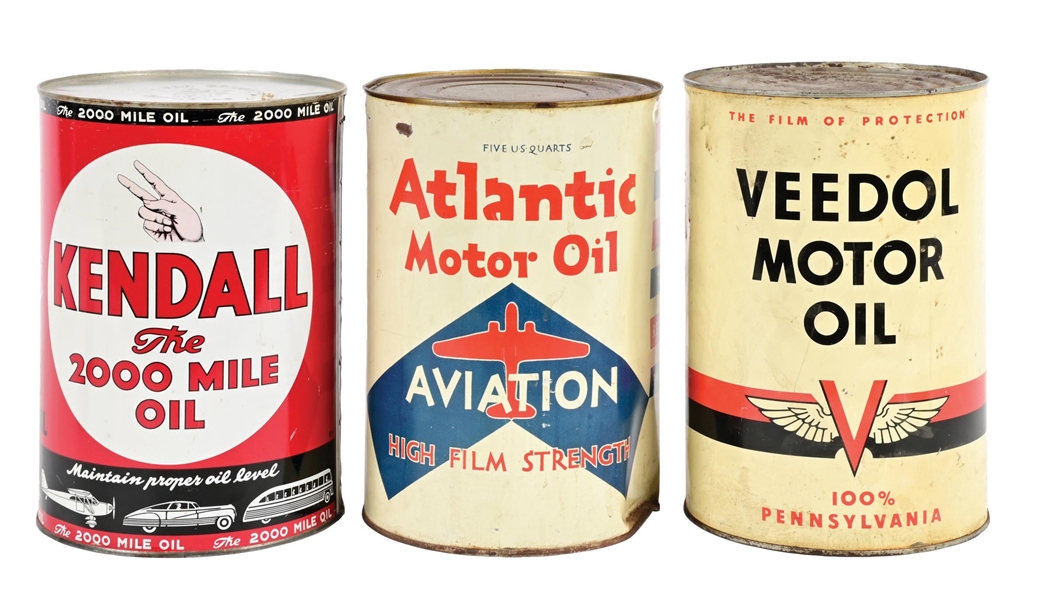 Lot Detail - COLLECTION OF 3: VEEDOL, ATLANTIC AND KENDALL MOTOR OIL ...