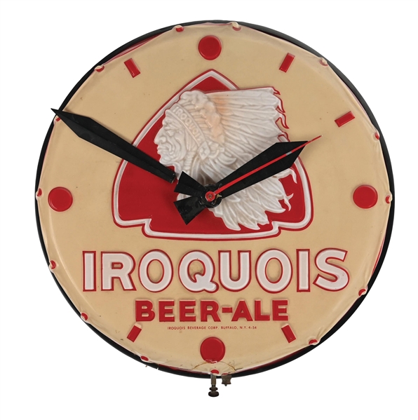 Lot Detail - IROQUIS BEER-ALE LIGHT-UP BOTTLE CAP CLOCK