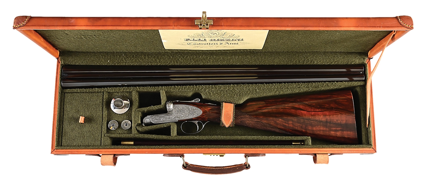 (M) MUFFOLINI ENGRAVED RIZZINI 12 GAUGE SIDE BY SIDE SHOTGUN WITH CASE