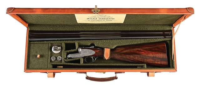 (M) MUFFOLINI ENGRAVED RIZZINI 12 GAUGE SIDE BY SIDE SHOTGUN WITH CASE