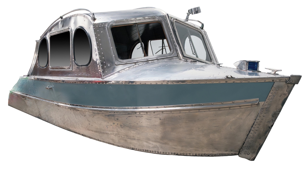 1951 AERO-CRAFT JCC DELUXE 18’6” ALUMINUM BOAT WITH PERIOD CORRECT MOTOR
