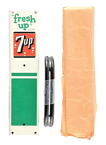 FRESH UP WITH 7UP NEW OLD STICK TIN DOOR PUSH W/ HANDLE