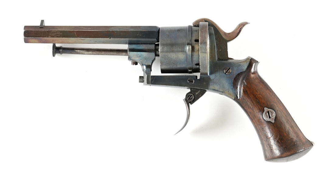 (A) BELGIAN 7.5MM PINFIRE POCKET REVOLVER.