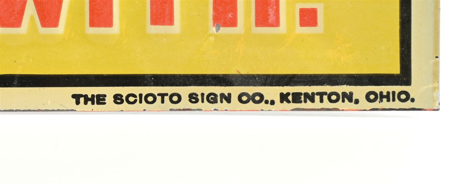 Lot Detail - DAVIS CARRIAGE COMPANY EMBOSSED TIN SIGN W/ CARRIAGE SCENE ...