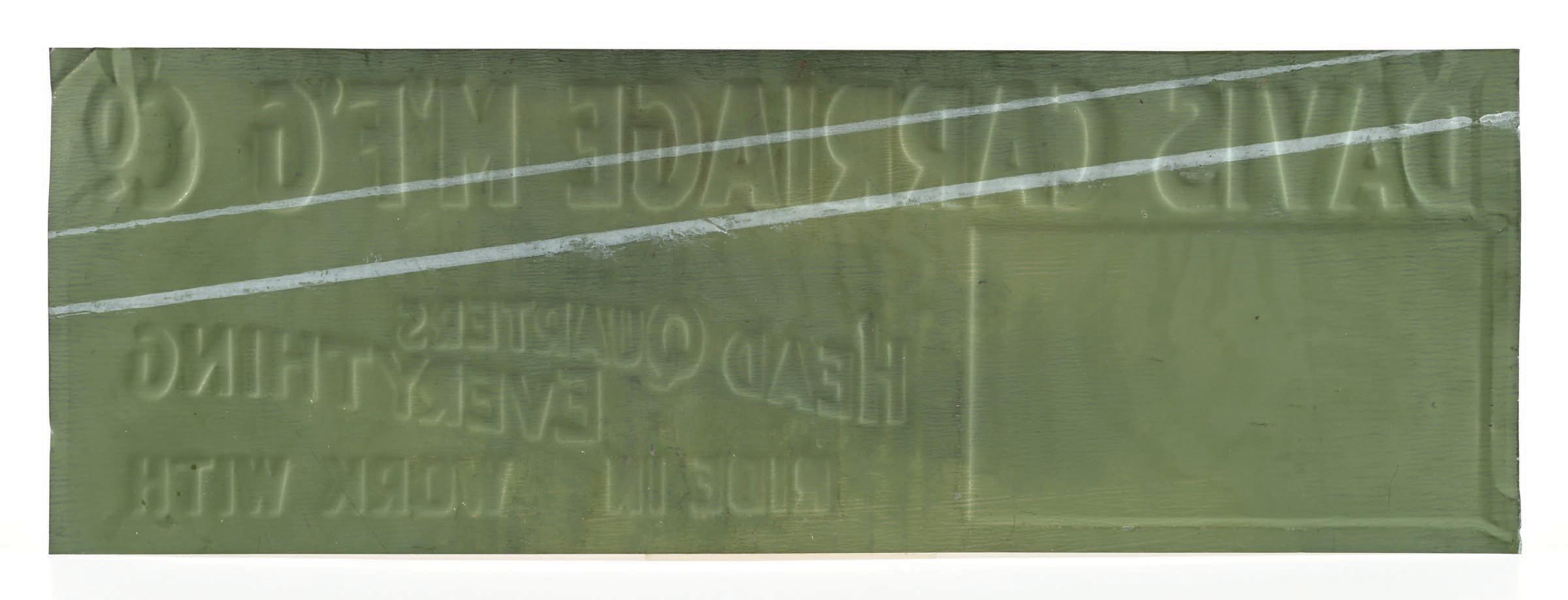 Lot Detail - DAVIS CARRIAGE COMPANY EMBOSSED TIN SIGN W/ CARRIAGE SCENE ...