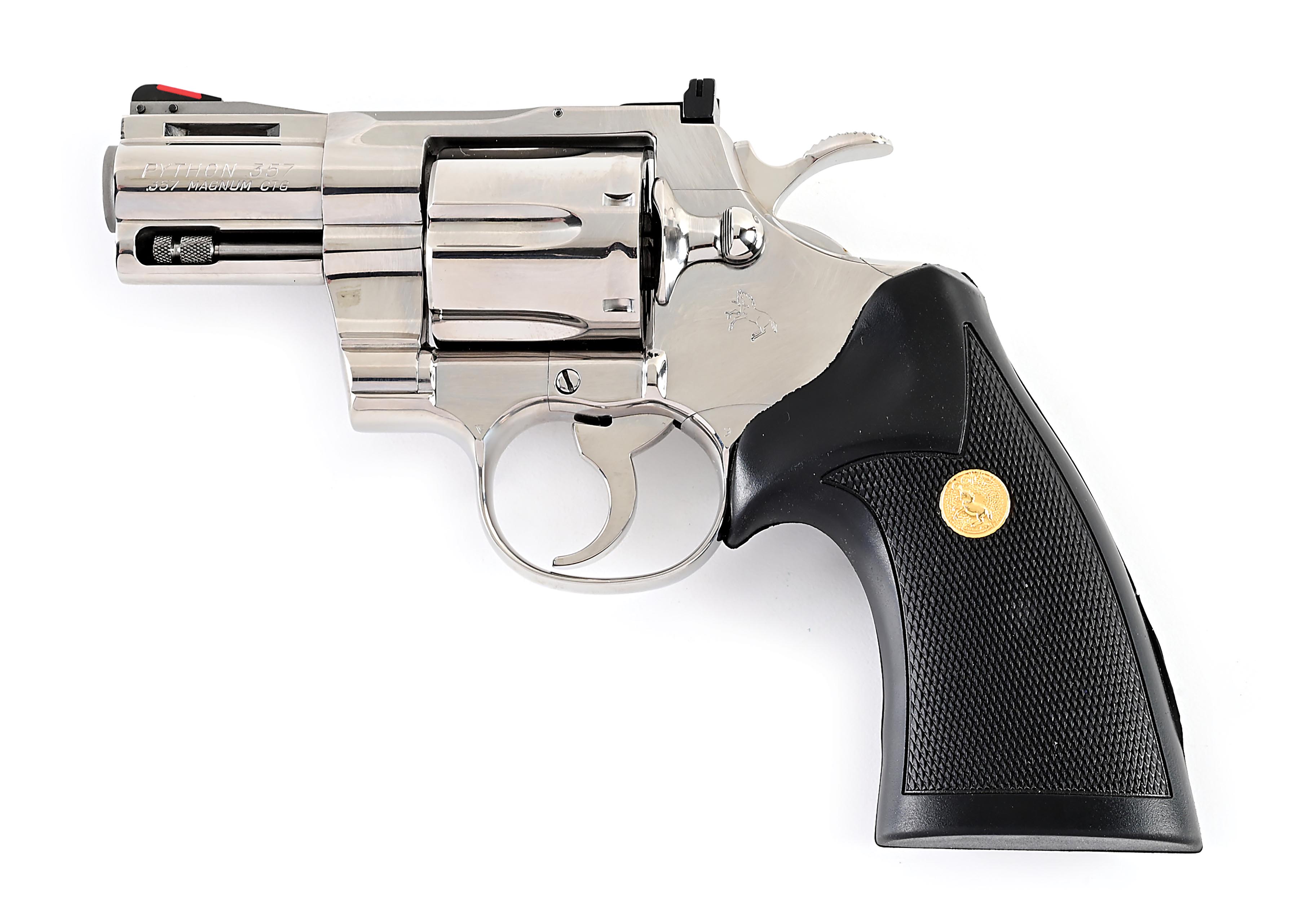 Lot Detail - (M) SCARCE BRIGHT STAINLESS COLT PYTHON .357 MAGNUM DOUBLE ...