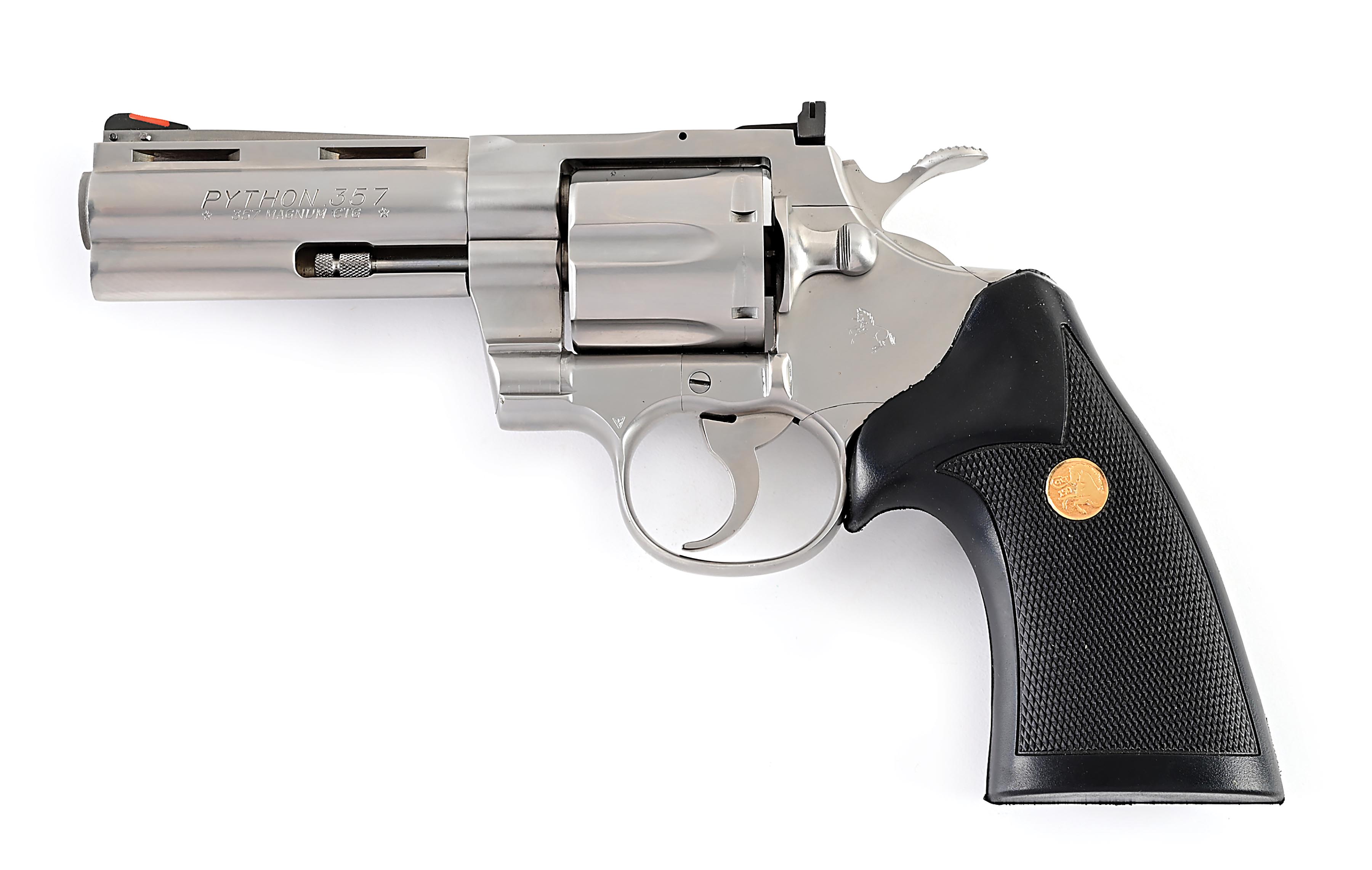 Lot Detail - (M) STAINLESS COLT PYTHON DOUBLE ACTION .357 MAGNUM REVOLVER.