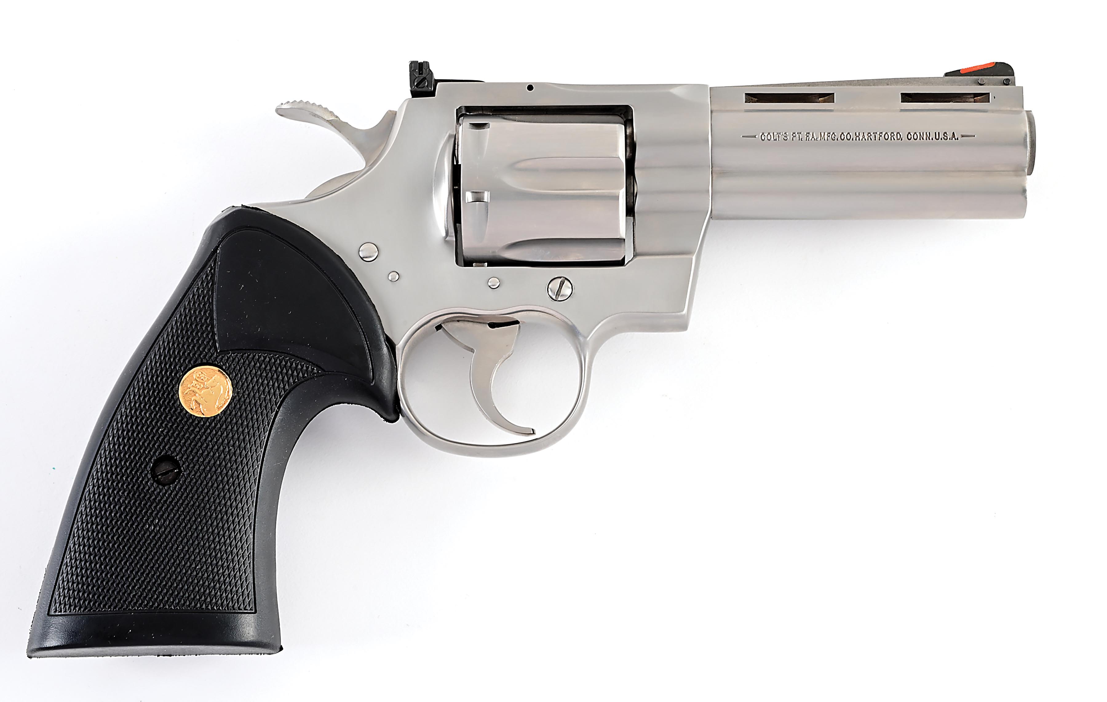Lot Detail - (M) STAINLESS COLT PYTHON DOUBLE ACTION .357 MAGNUM REVOLVER.