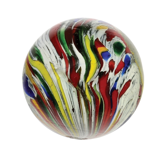 RARE SINGLE-PONTIL END OF DAY JOSPEHS COAT SWIRL MARBLE
