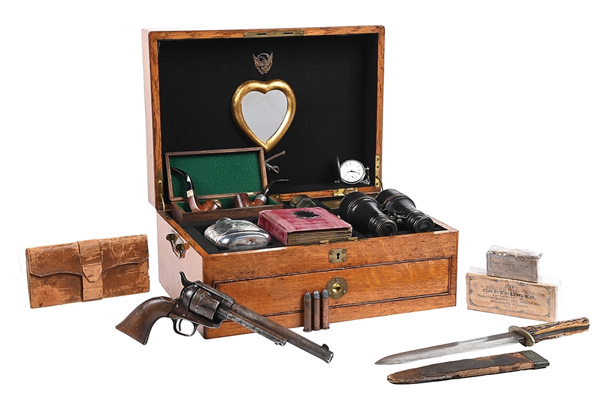 (A) PRIME CUSTER RANGE AINSWORTH COLT CAVALRY MODEL SINGLE ACTION ARMY REVOLVER WITH OFFICERS FIELD DESK ENSEMBLE