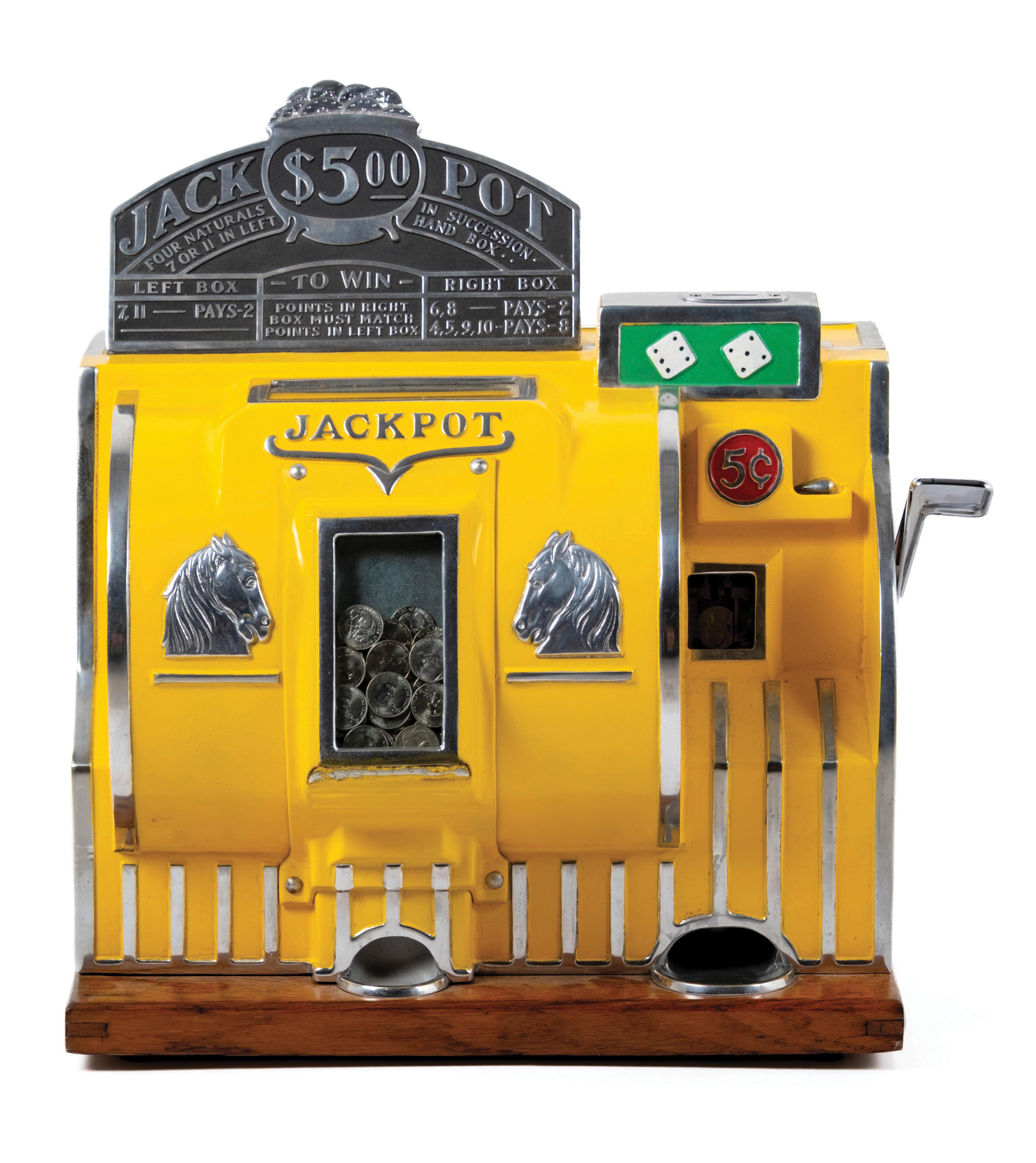 Lot Detail - 5¢ BALLY RELIANCE DICE SLOT MACHINE WITH JACKPOT