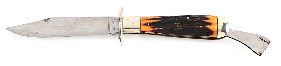 MARBLE’S GLADSTONE, MICH. USA STAG HANDLE SMALL SAFETY FOLDING HUNTER.