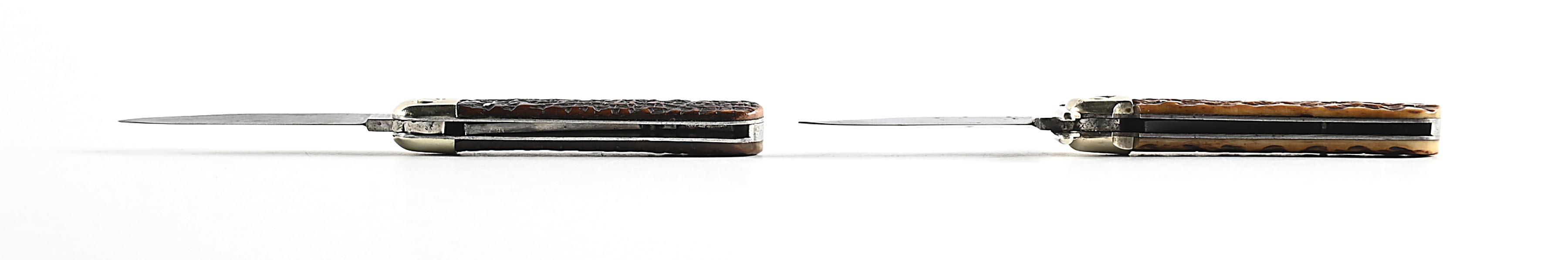 Shell Handle Switchblade Lot Detail - LOT OF 2: PRESS BUTTON KNIFE CO. WALDEN NY. INVINCIBLE ...