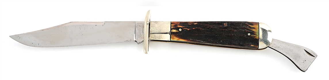 MARBLE’S GLADSTONE, MICH. USA STAG HANDLE SMALL SAFETY FOLDING HUNTER.