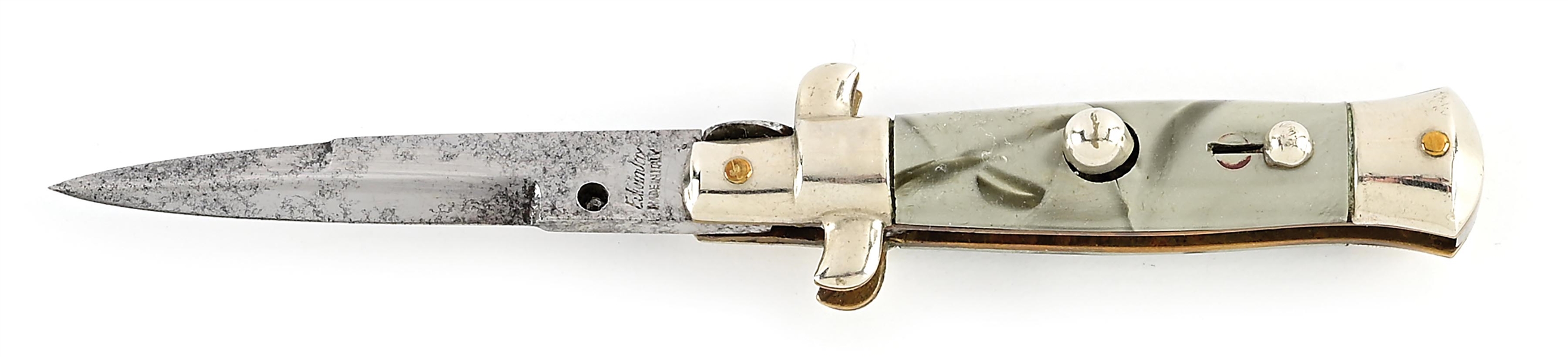 Shell Handle Switchblade Lot Detail - C. 1950S EDWIN JAY MADE IN ITALY ITALIAN STILETTO PICK ...