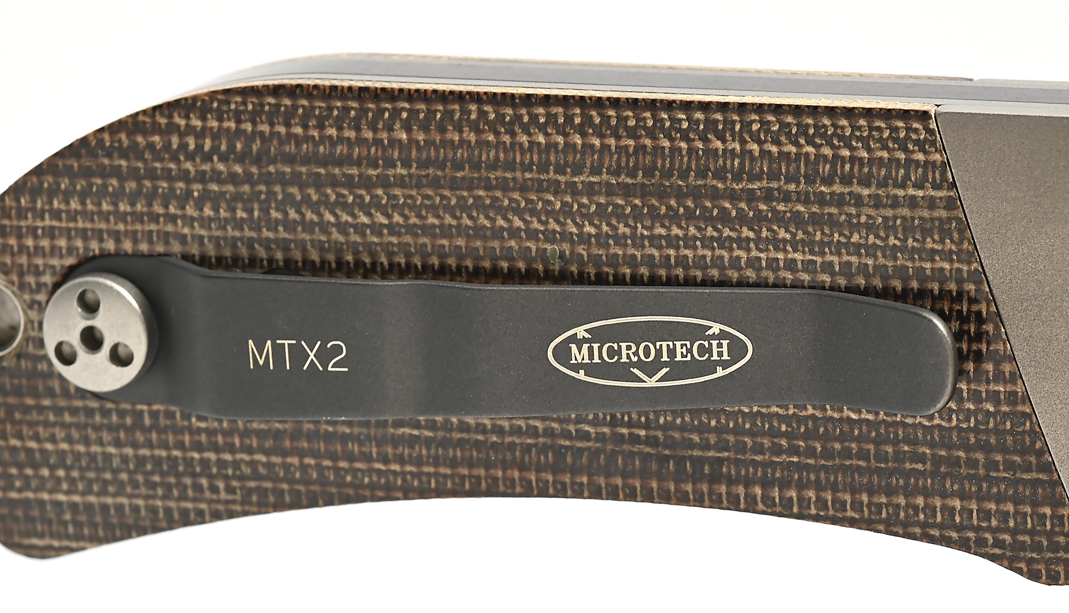 Lot Detail - MICROTECH MTX-2 MANUAL ACTION GREEN CANVAS MICARTA HANDLES.
