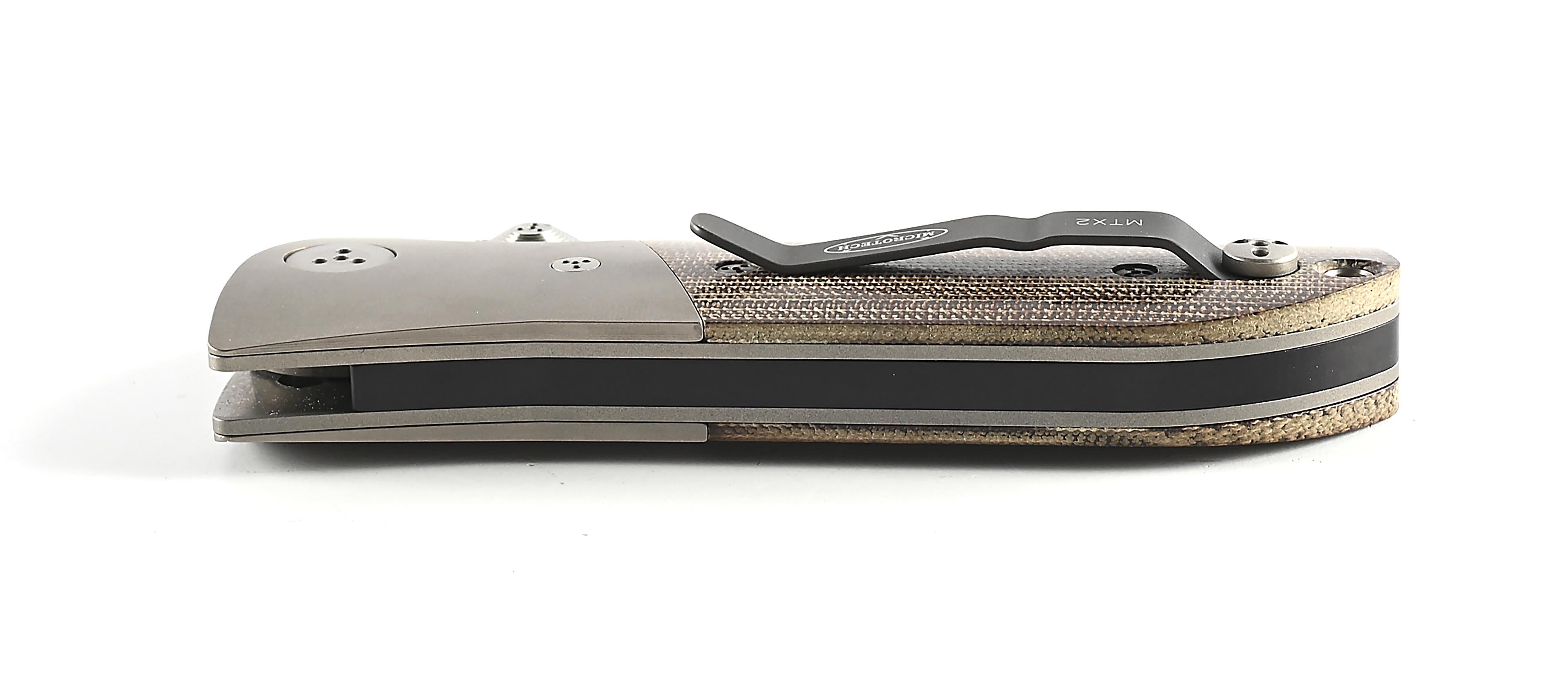 Lot Detail - MICROTECH MTX-2 MANUAL ACTION GREEN CANVAS MICARTA HANDLES.