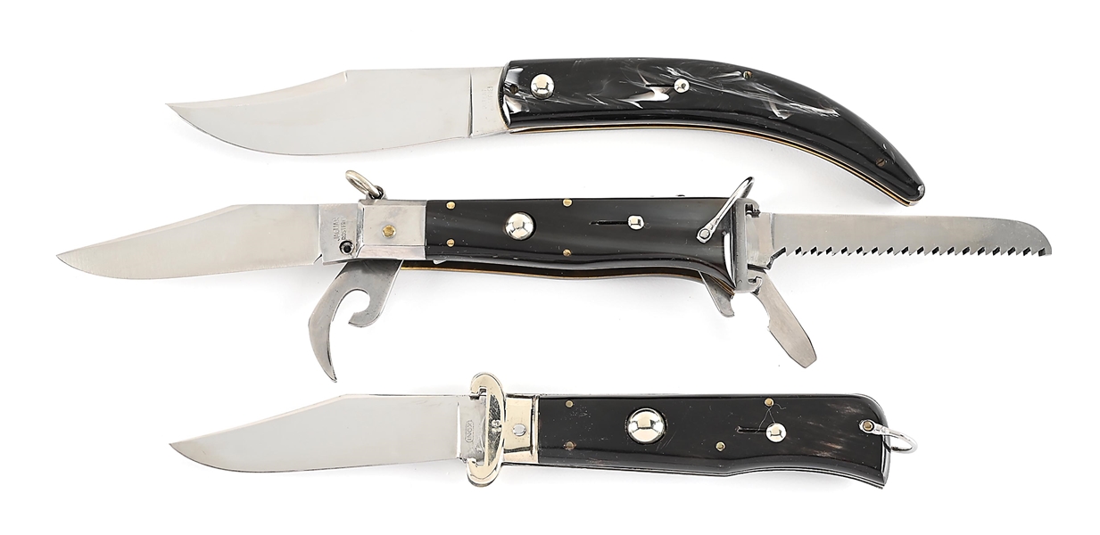 Shell Handle Switchblade Lot Detail - LOT OF 3: C. 1960S STILETTO SWITCHBLADES, CATALINA, MULTI ...