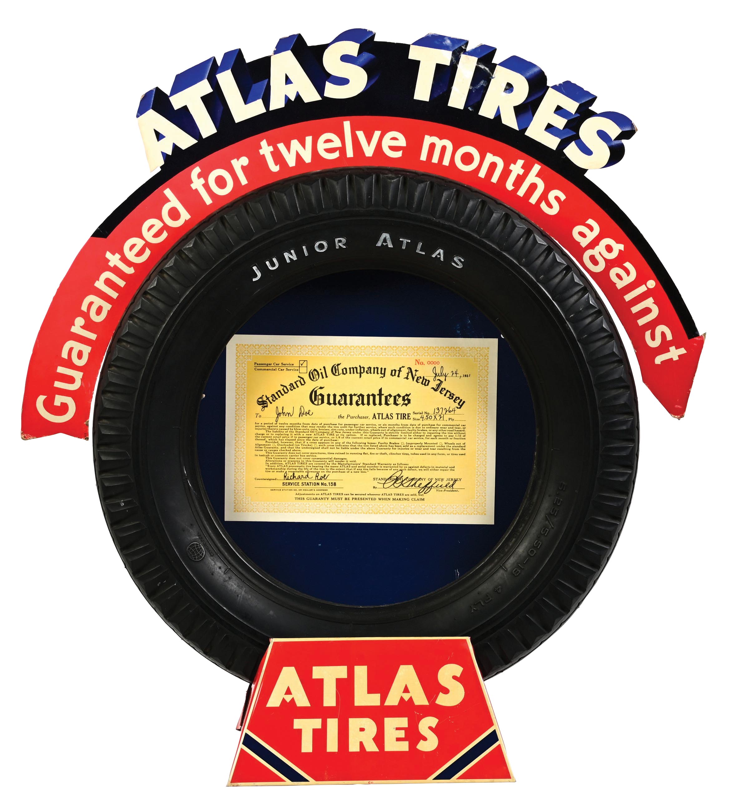 Lot Detail - ATLAS TIRES SERVICE STATION TIRE DISPLAY W/ STAND, INSERT ...