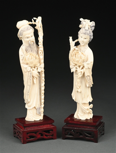 COLLECTION OF 2: ASIAN IVORY FIGURINES. 