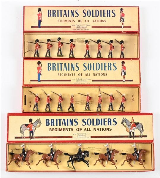 LOT OF 3: W. BRITAINS SET NO. 1631 GOVERNOR GENERAL HORSE GUARDS, SET NO. 1634 CANADIAN GOVERNOR FOOT GUARDS, SET NO. 1633 PRINCESS PATRICIA CANADIAN INFANTRY