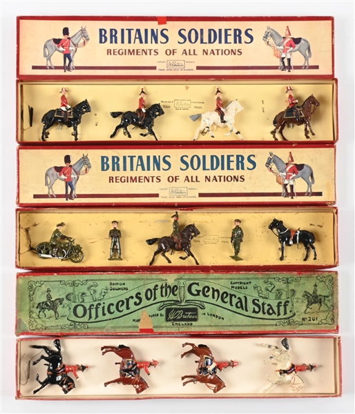 LOT OF 3: W. BRITAINS SET NO. 201 GENERAL STAFF OFFICERS, SET NO. 1907 BRITISH ARMY STAFF OFFICERS, SET NO. 201 OFFICERS OF THE GENERAL STAFF