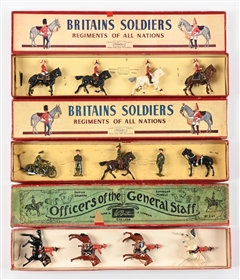 LOT OF 3: W. BRITAINS SET NO. 201 GENERAL STAFF OFFICERS, SET NO. 1907 BRITISH ARMY STAFF OFFICERS, SET NO. 201 OFFICERS OF THE GENERAL STAFF
