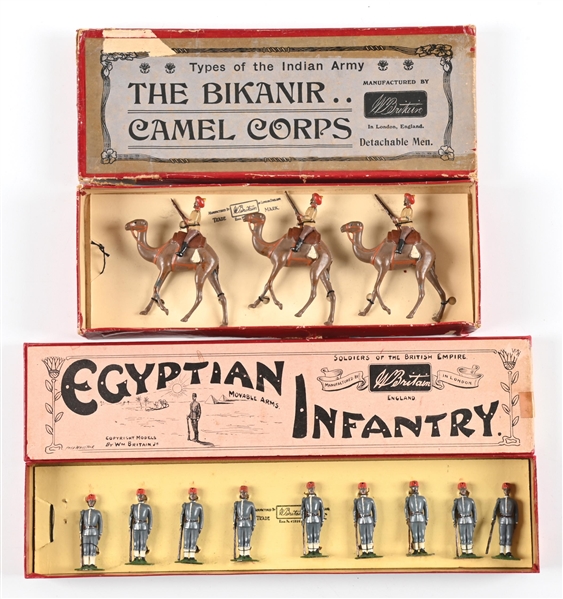 LOT OF 2: W. BRITAIN S SET NO. 123 THE BIKANIR CAMEL CORPS & SET NO. 117 EQYPTIAN INFANTRY